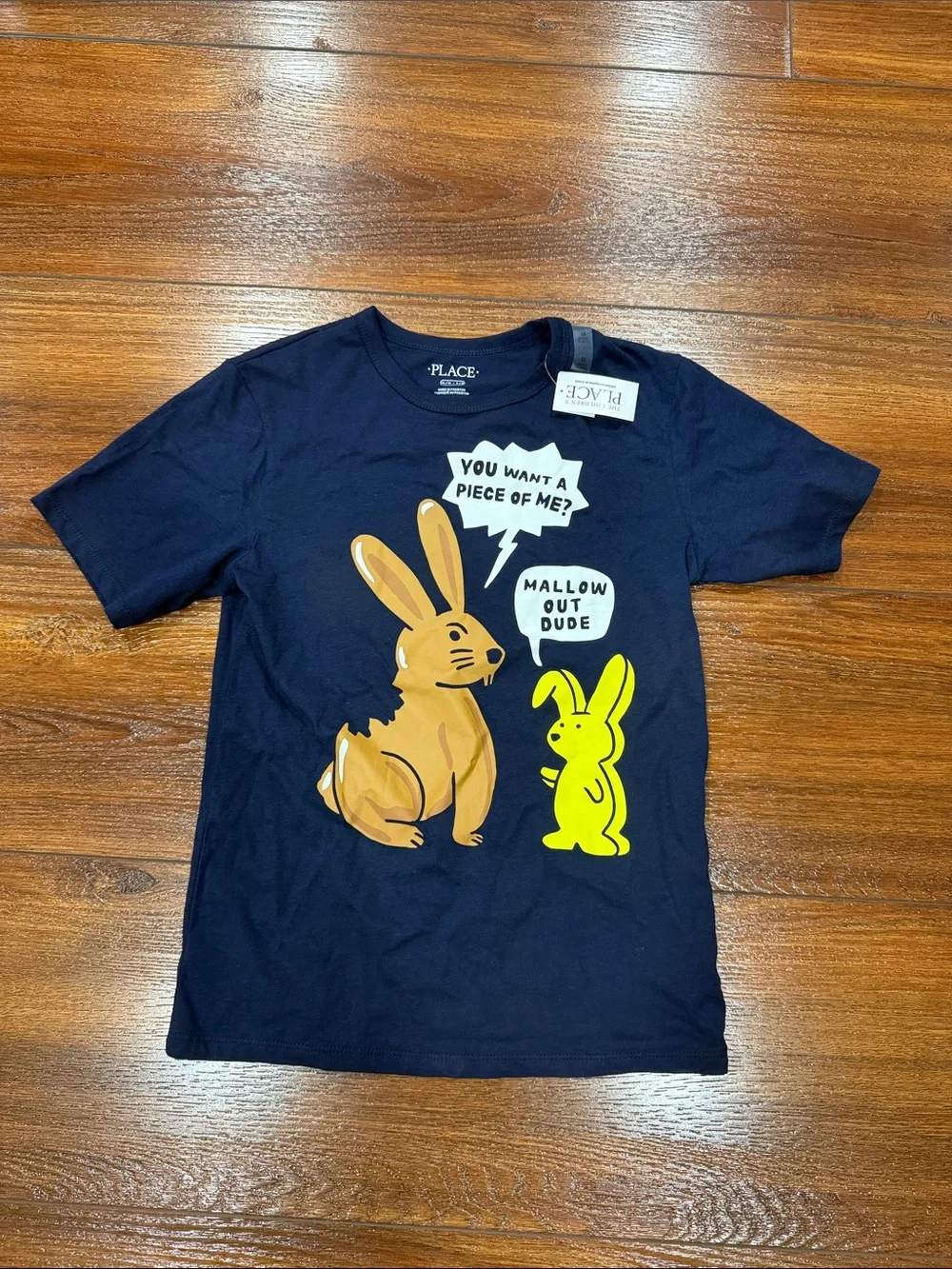 The Children's Place Navy Graphic Bunny 'Mallow Out Dude' Tee